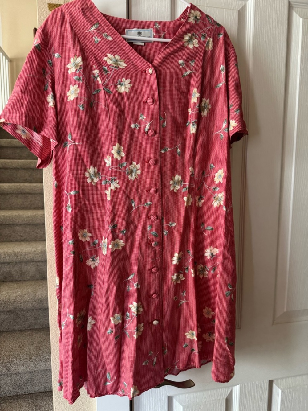90s Gingham Floral Mini Dress with back corset detail